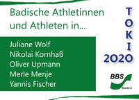 Badische Athletinnen und Athleten in Tokio 2020: Juliane Wolf, Nikolai Kornhaß, Oliver Upmann, Merle Menje und Yannis Fischer